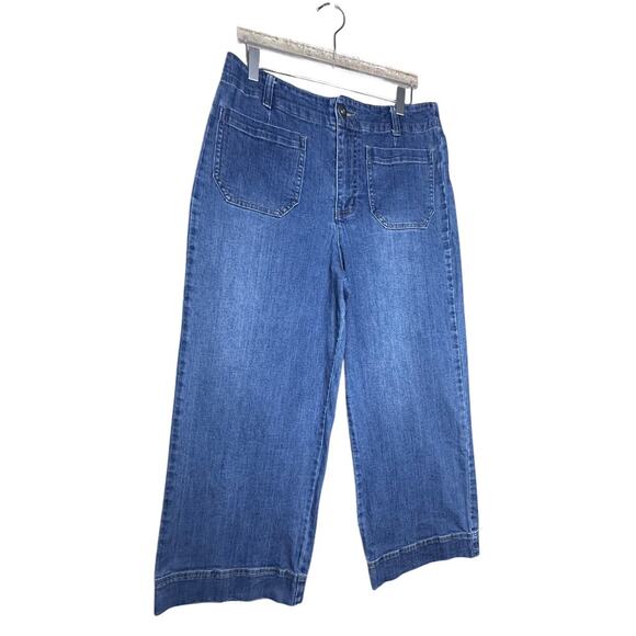 Habitat Clothes To Live In Jeans Wide Leg High Rise Cropped Blue Women Sz 10 EUC - Picture 13 of 15